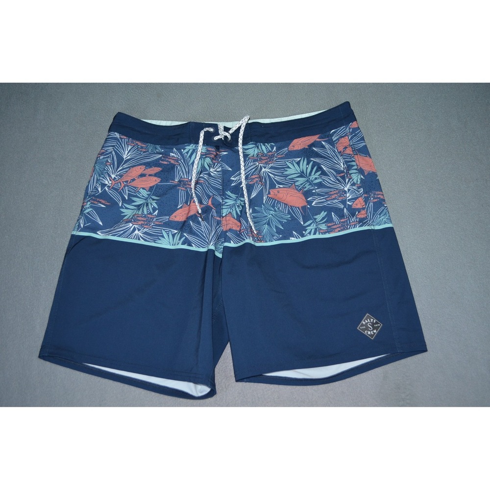 Salty Crew Sink Swim Shorts Mens 40 Stretch Pockets 9" Fish/Swim